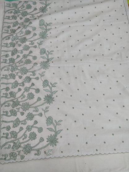 Ivory Kota With Floral Applique Saree