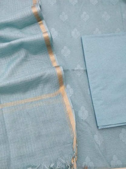 Green Banarasi Cotton Suit Set