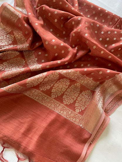 Brown Pure Munga Silk Dupatta