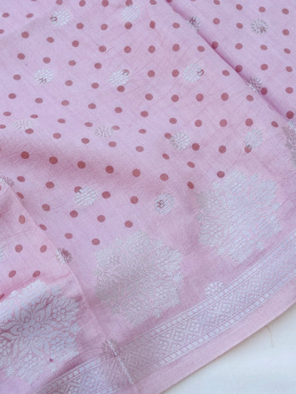 Mauve Chiniya Silk Printed Unstitched Banarasi Suit Set