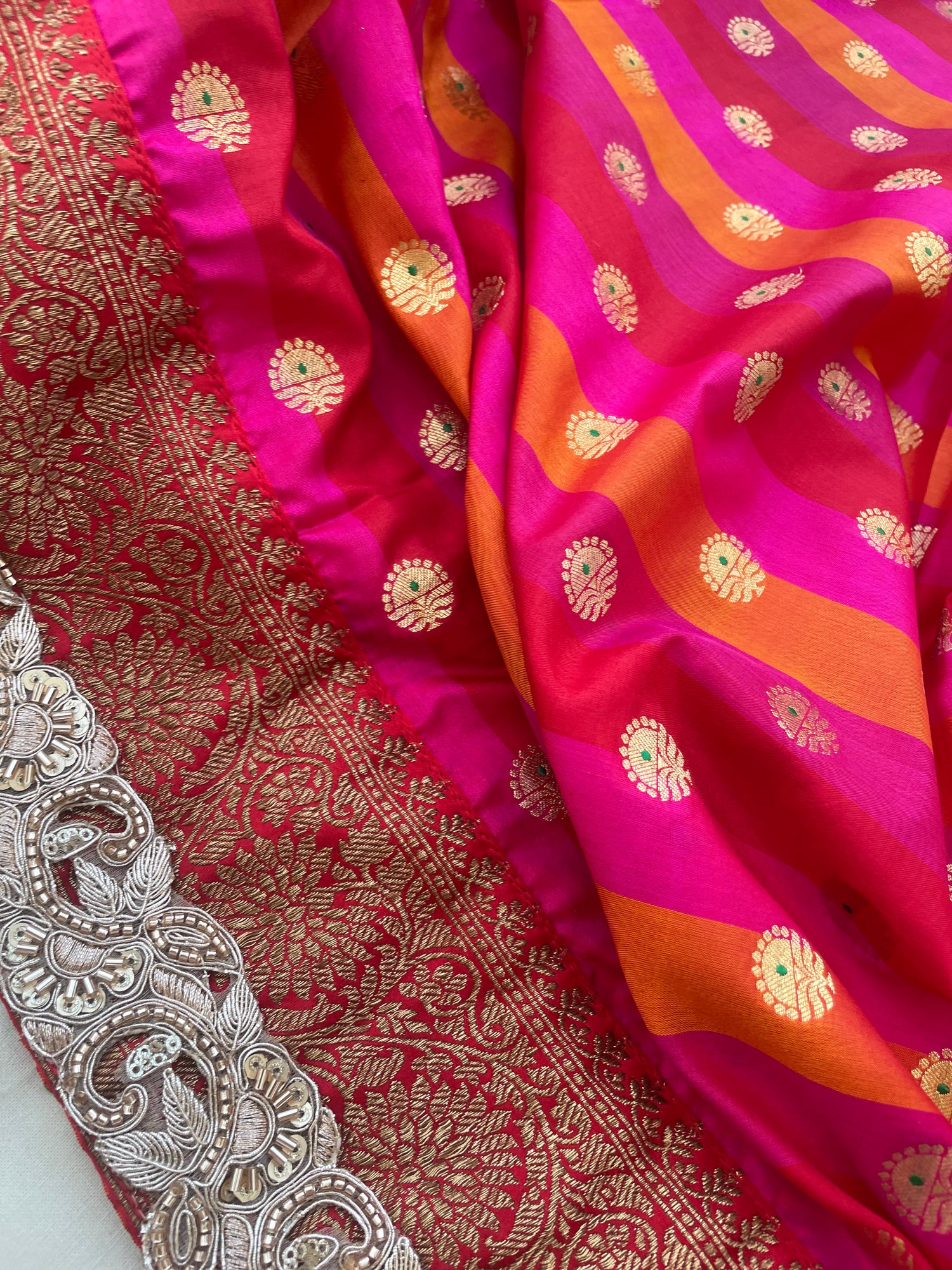 Rangkaat Handwoven  Kataan Silk Banarasi Saree with Embellished Border