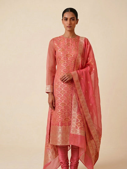 Pink Rangkaat Organza Banarasi Suit Set