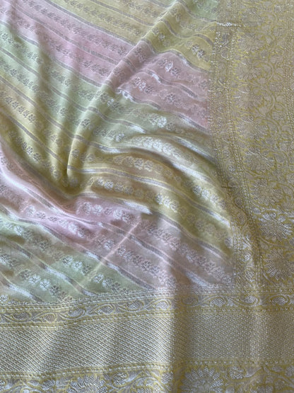 Rangkaat Handwoven Pure Georgette Silk Banarasi Saree