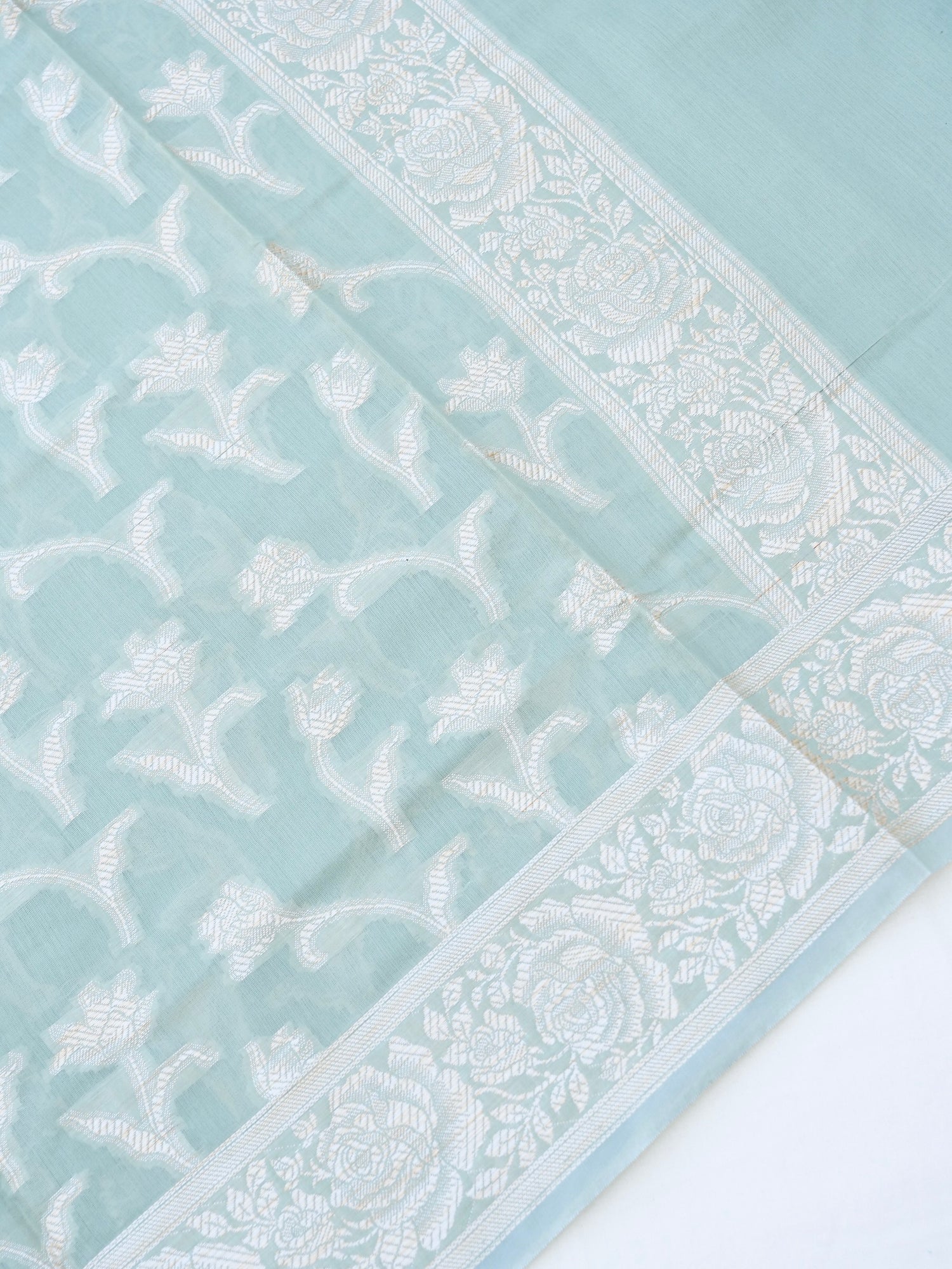 Green Banarasi Cotton Unstitched Suit Set