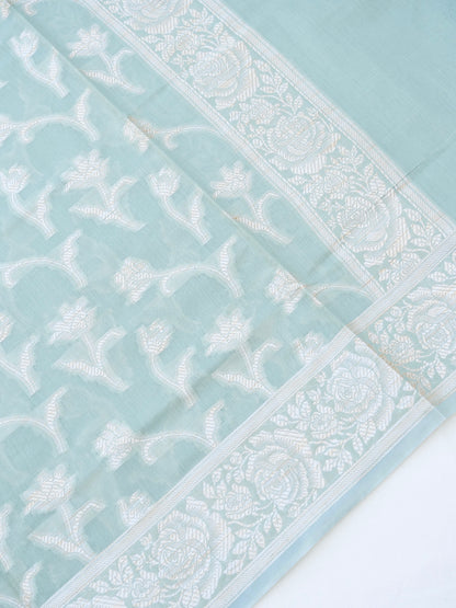 Green Banarasi Cotton Unstitched Suit Set