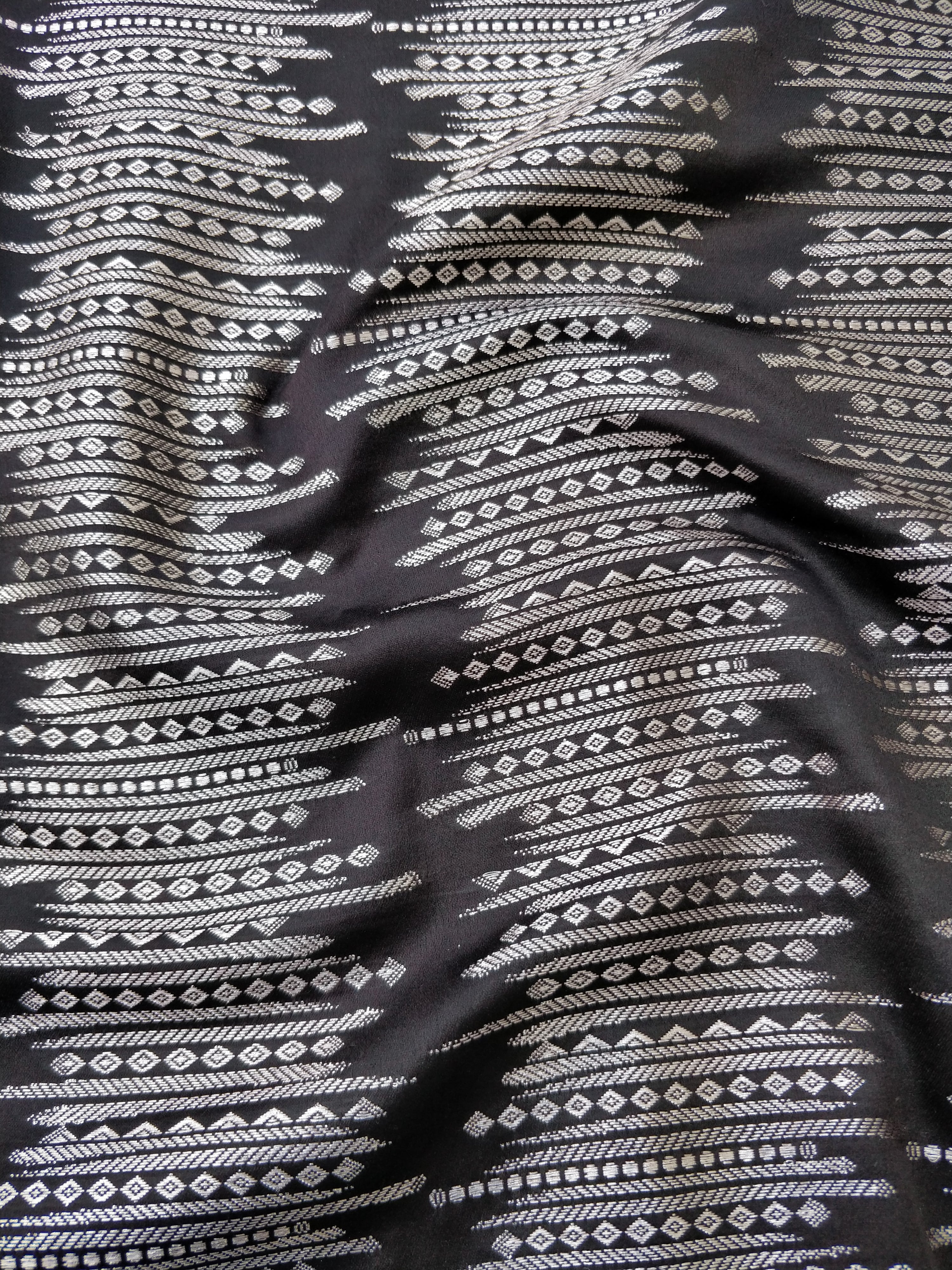 Black Mashru Silk Banarasi Unstitched Suit Set