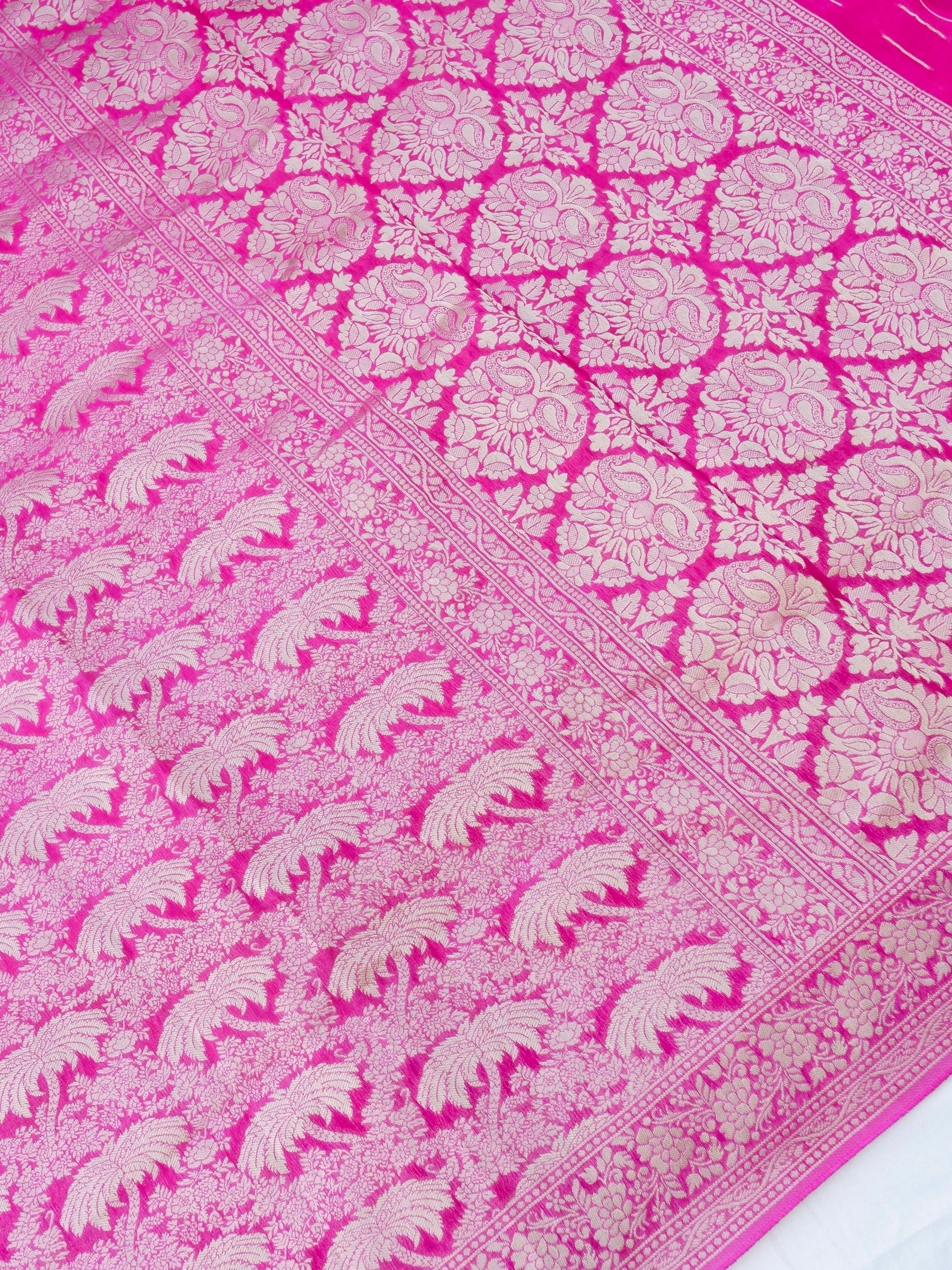 Pink Georgette Silk Jangla Banarasi Saree