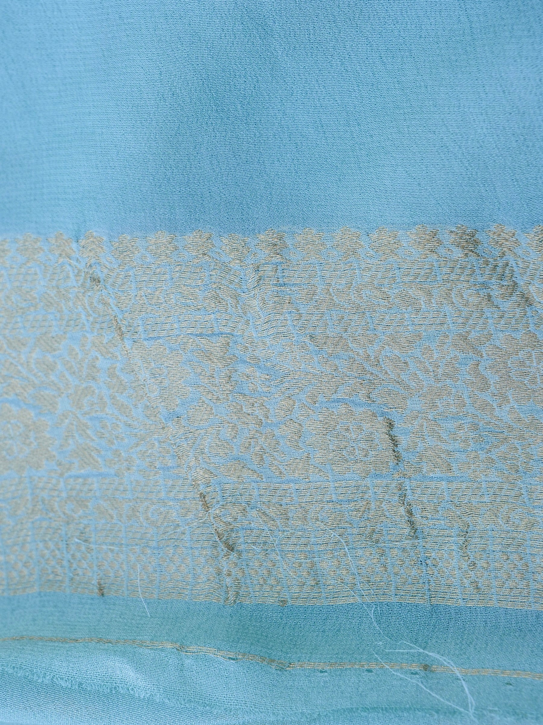 Sky Blue Georgette Silk Buti Banarasi Saree