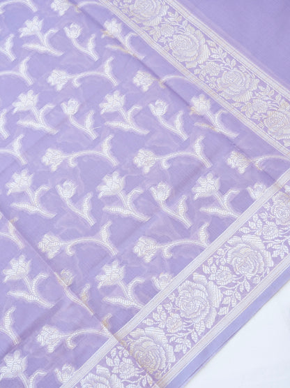 Purple Banarasi Cotton Unstitched Suit Set