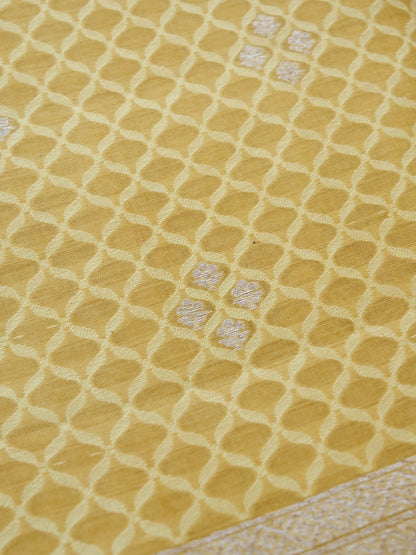 Yellow Cotton Unstitched Banarasi Suit Set