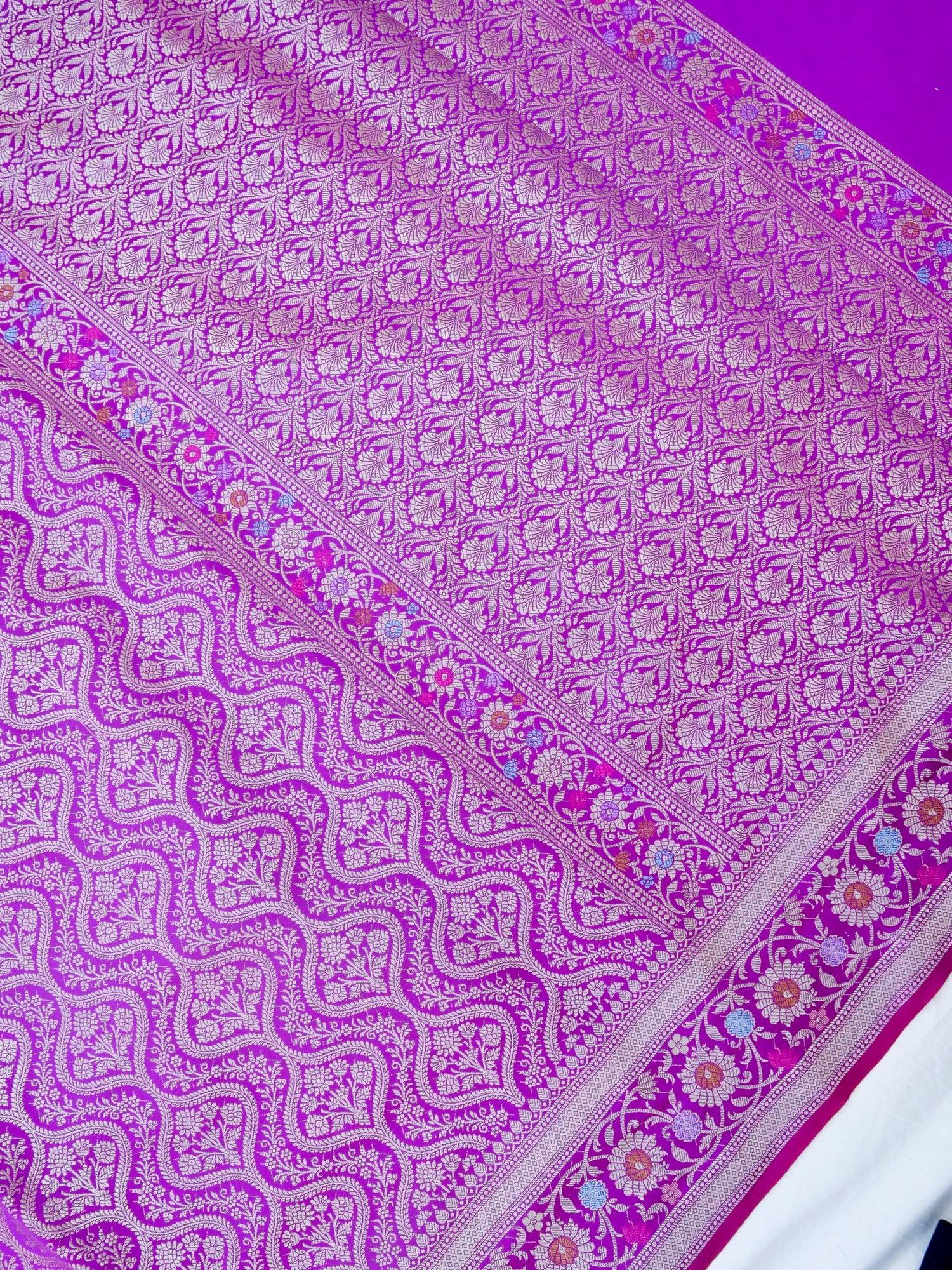 Purple Kataan Silk Meena Jangla Banarasi Saree