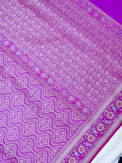 Purple Kataan Silk Meena Jangla Banarasi Saree