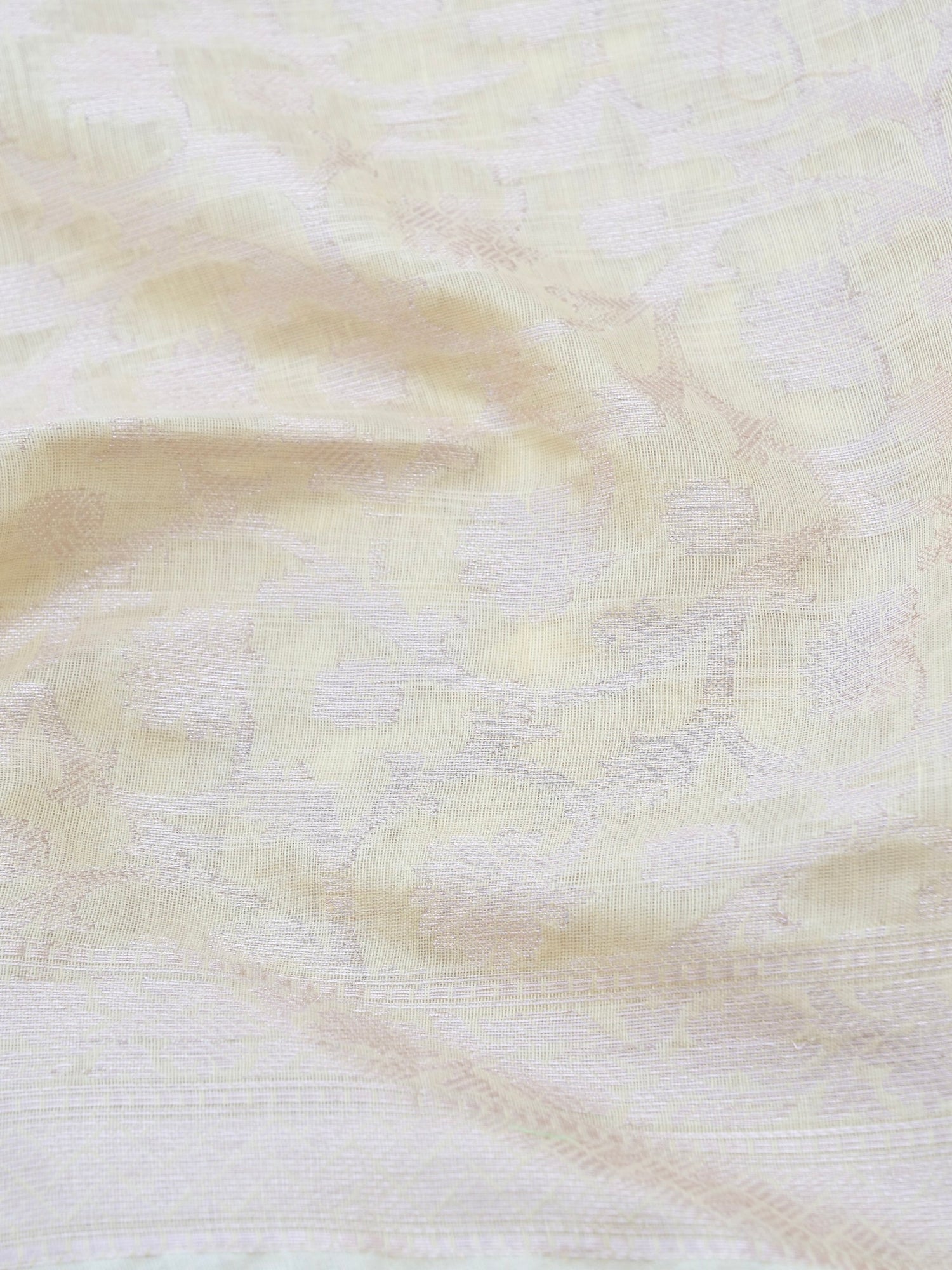 Yellow Banarasi Cotton Unstitched Suit Set