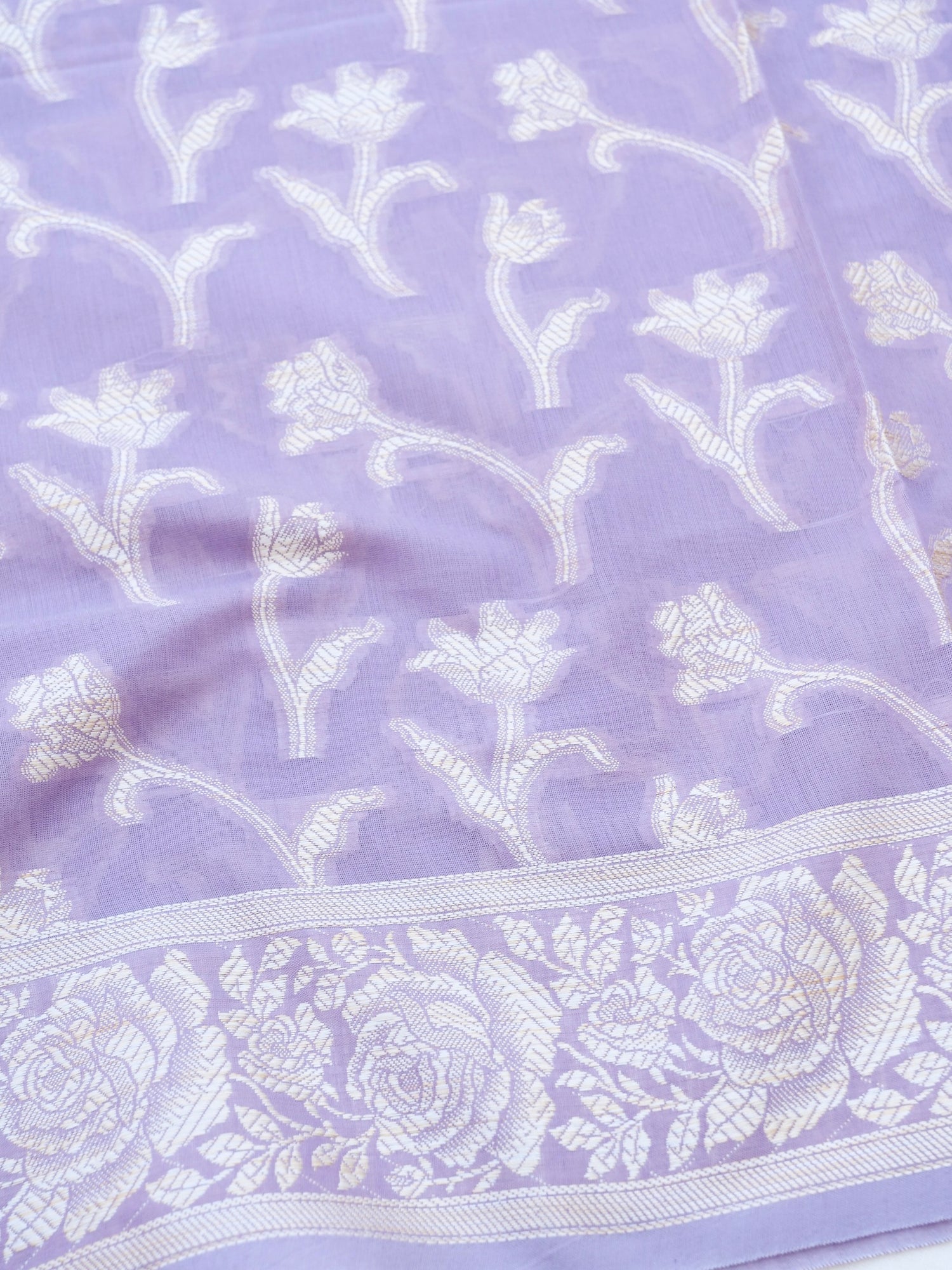 Purple Banarasi Cotton Unstitched Suit Set