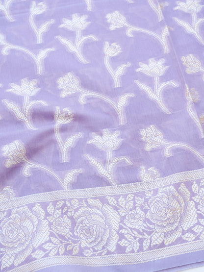 Purple Banarasi Cotton Unstitched Suit Set