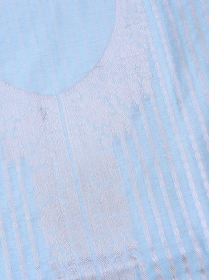 Grey Banarasi Cotton Unstitched Suit Set