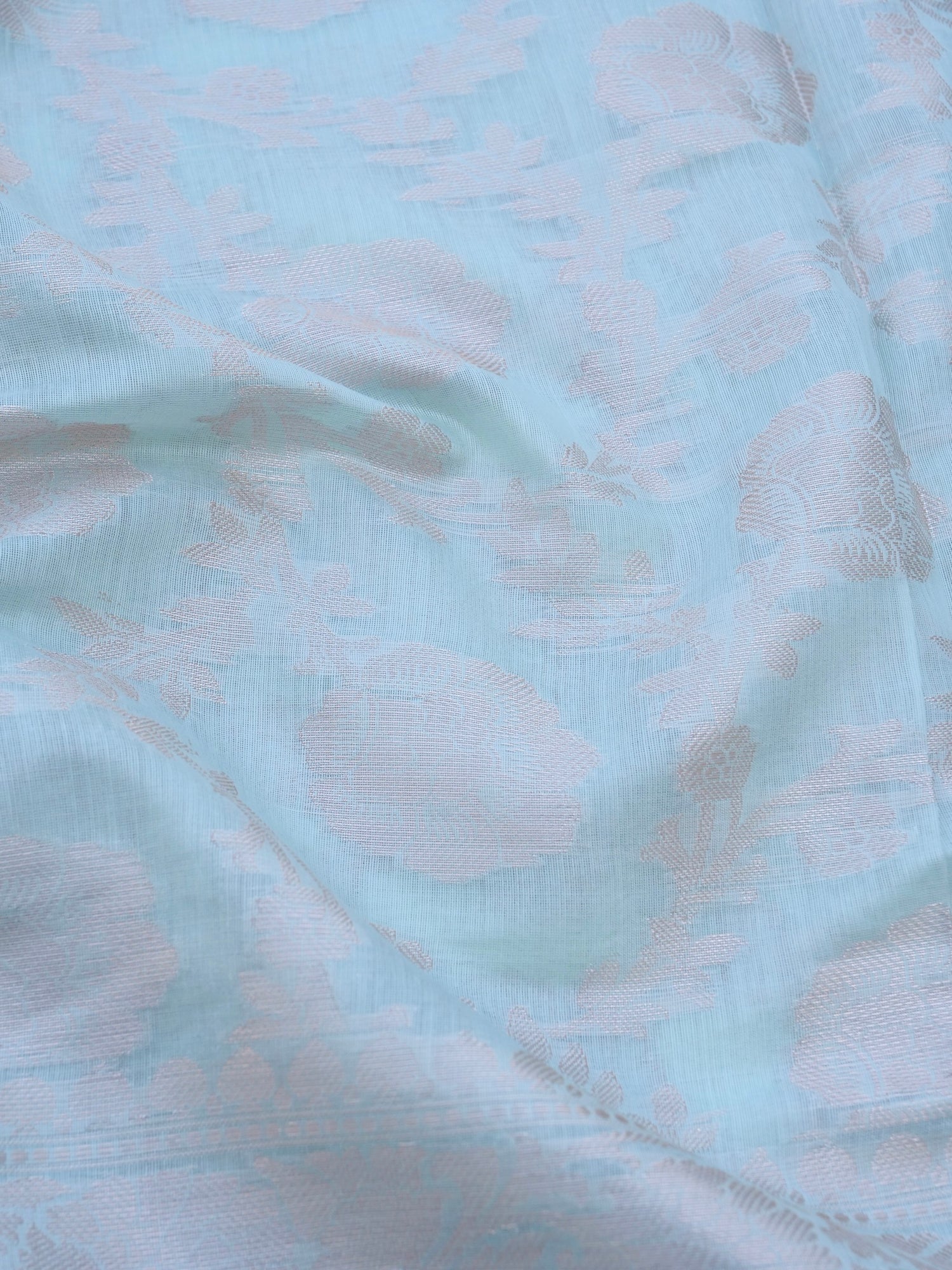 Blue Banarasi Cotton Unstitched Suit Set