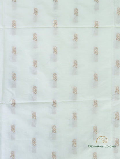 White Handwoven Pure Kataan Silk Kadhua Fabric