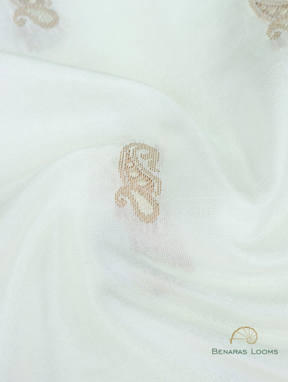 White Handwoven Pure Kataan Silk Kadhua Fabric