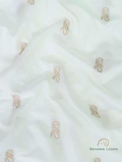 White Handwoven Pure Kataan Silk Kadhua Fabric