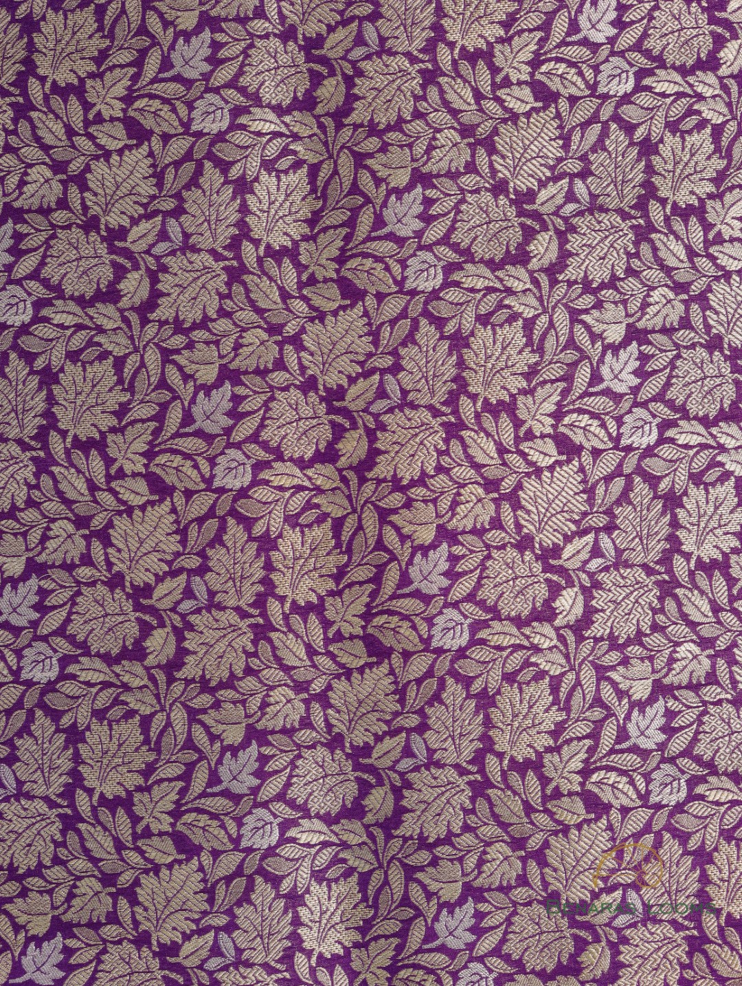 1.40 m Purple Handwoven Pure Silk Sona Rupa Banarasi Fabric