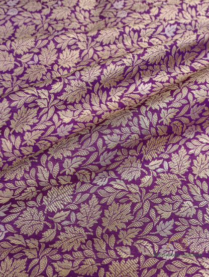 Purple Handwoven Pure Silk Sona Rupa Banarasi Fabric