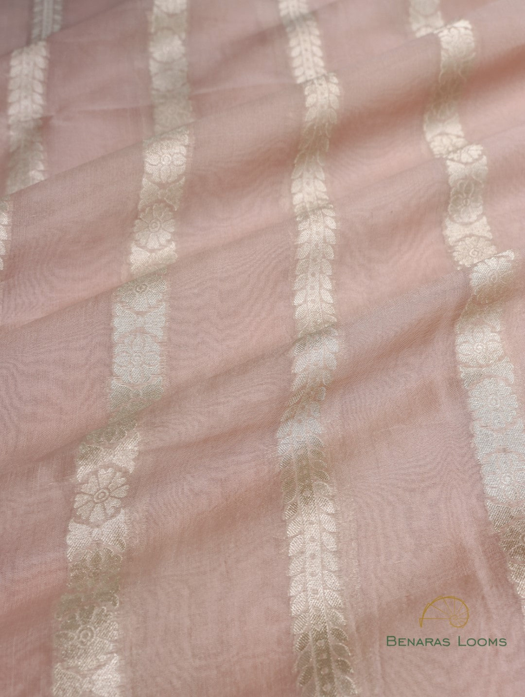Light Pink Handwoven Pure Organza Banarasi Fabric