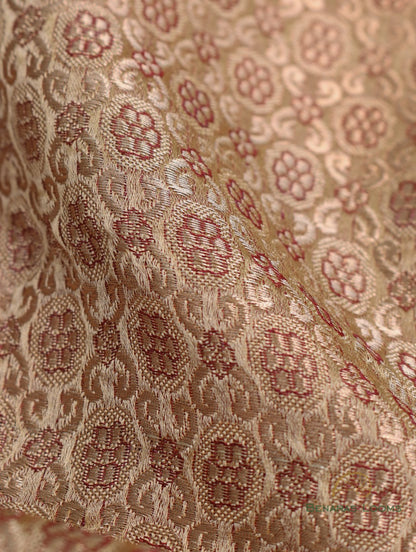2.5 m Brocade Gold Handwoven Pure Silk Fabric