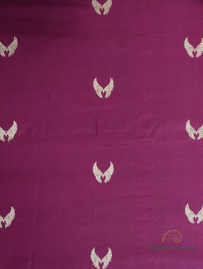 Wine Handwoven Pure Silk Banarasi Fabric