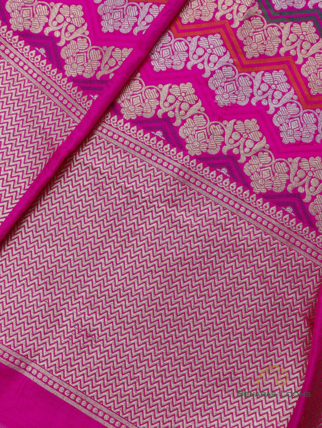 Kanika Pink Handwoven Pure Silk Banarasi Rangkaat Lehenga