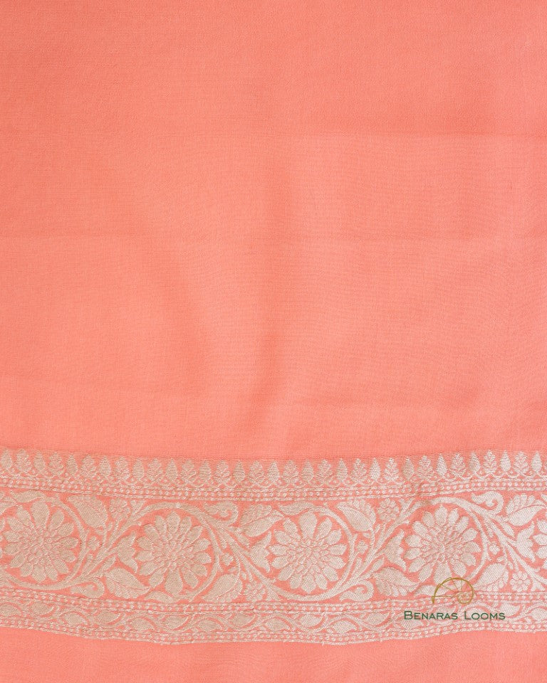 Peach Handwoven Pure Khaddi Georgette Saree