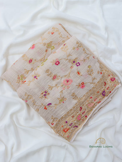 Handwoven Pure Tussar Silk Kadhua Banarasi Saree