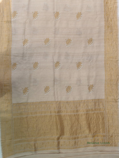 Dyeable Handwoven Pure Tussar Silk Banarasi Saree