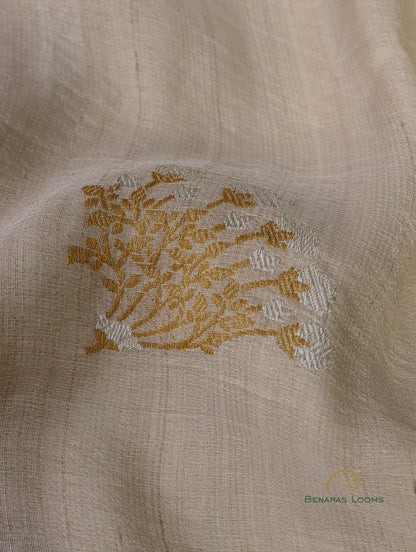 Dyeable Handwoven Pure Tussar Silk Banarasi Saree