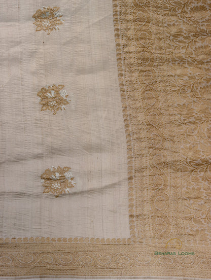 Dyeable Handwoven Pure Tussar Silk Banarasi Saree