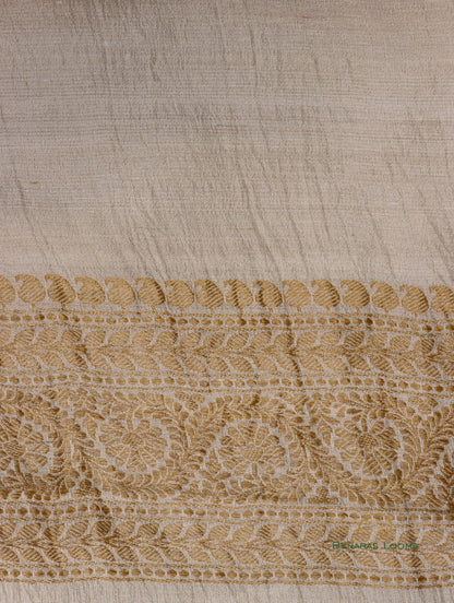 Dyeable Handwoven Pure Tussar Silk Banarasi Saree