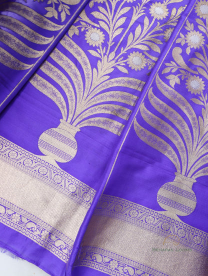 Charuni Blue Handwoven Pure Silk Banarasi Lehenga