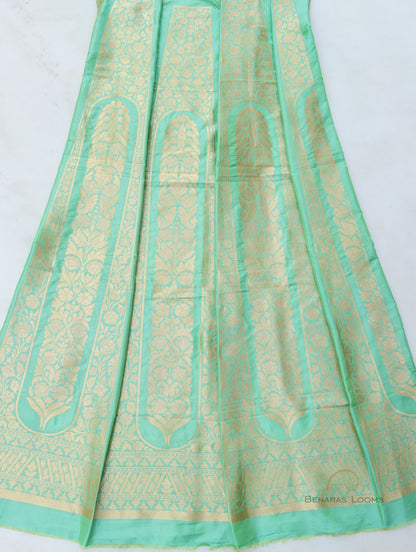 Eesha Green Handwoven Pure Kataan Silk Banarasi Lehenga