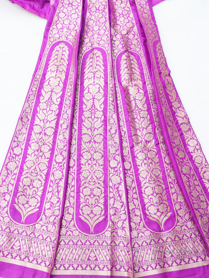 Eesha Purple Handwoven Pure Silk Banarasi Lehenga