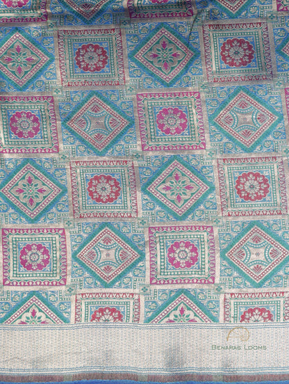 Swara Blue Handwoven Pure Silk Banarasi Lehenga