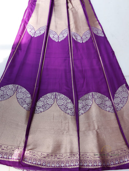 Saanvi Purple Handwoven Pure Silk Banarasi Lehenga