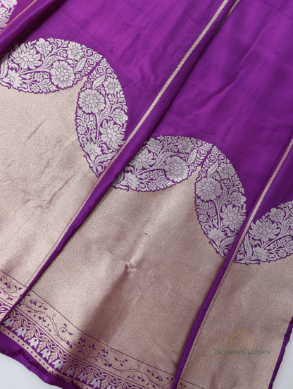 Saanvi Purple Handwoven Pure Silk Banarasi Lehenga