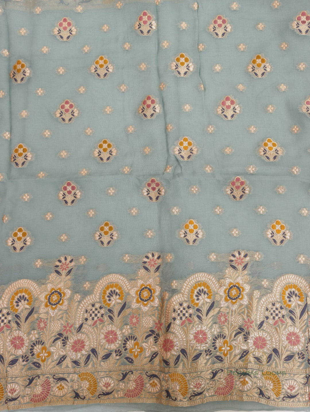 Gray Handwoven Banarasi Pure Organza Silk Unstitched Suit Set