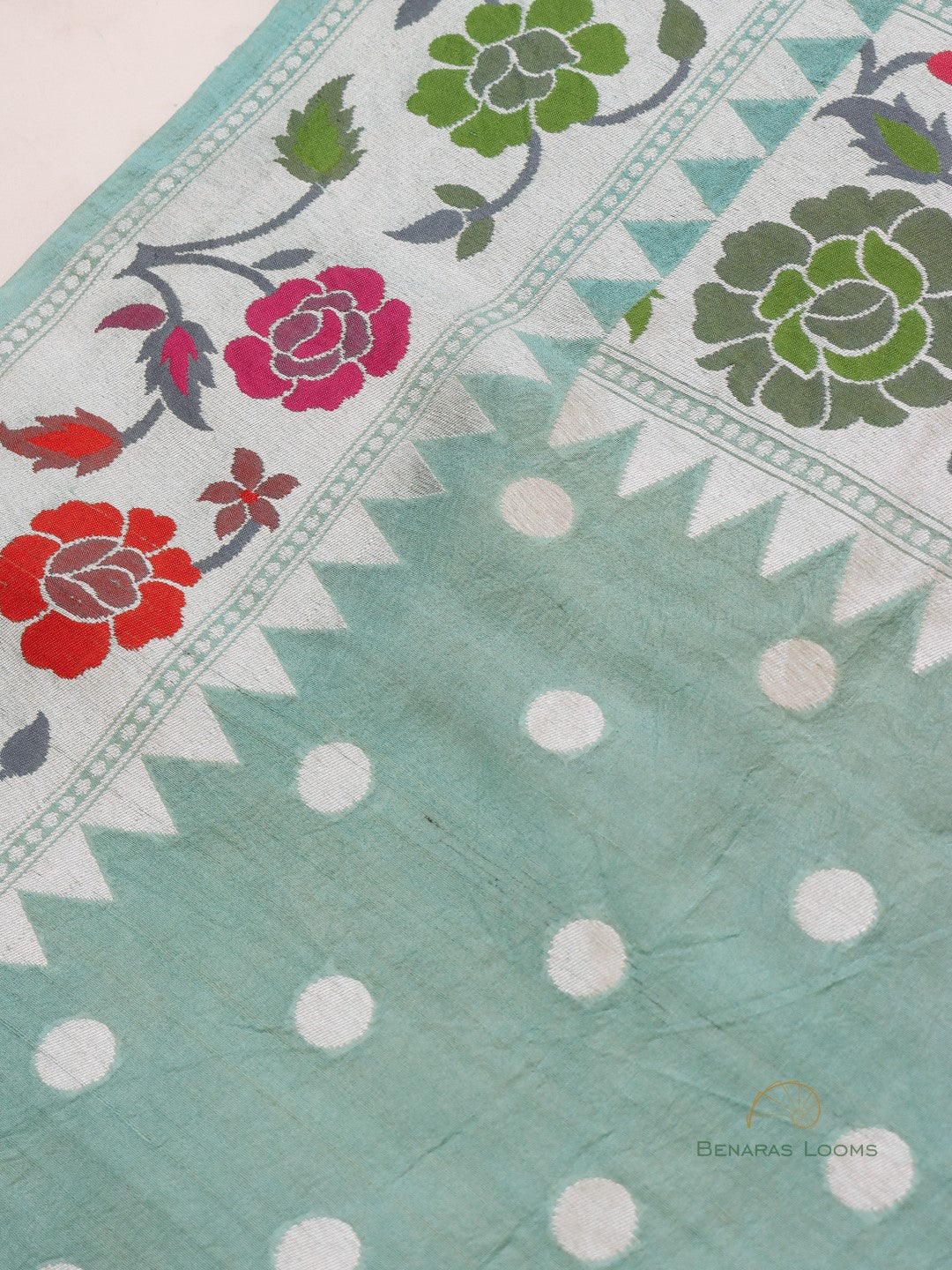 Pastel Handwoven Pure Tussar Georgette Banarasi Saree