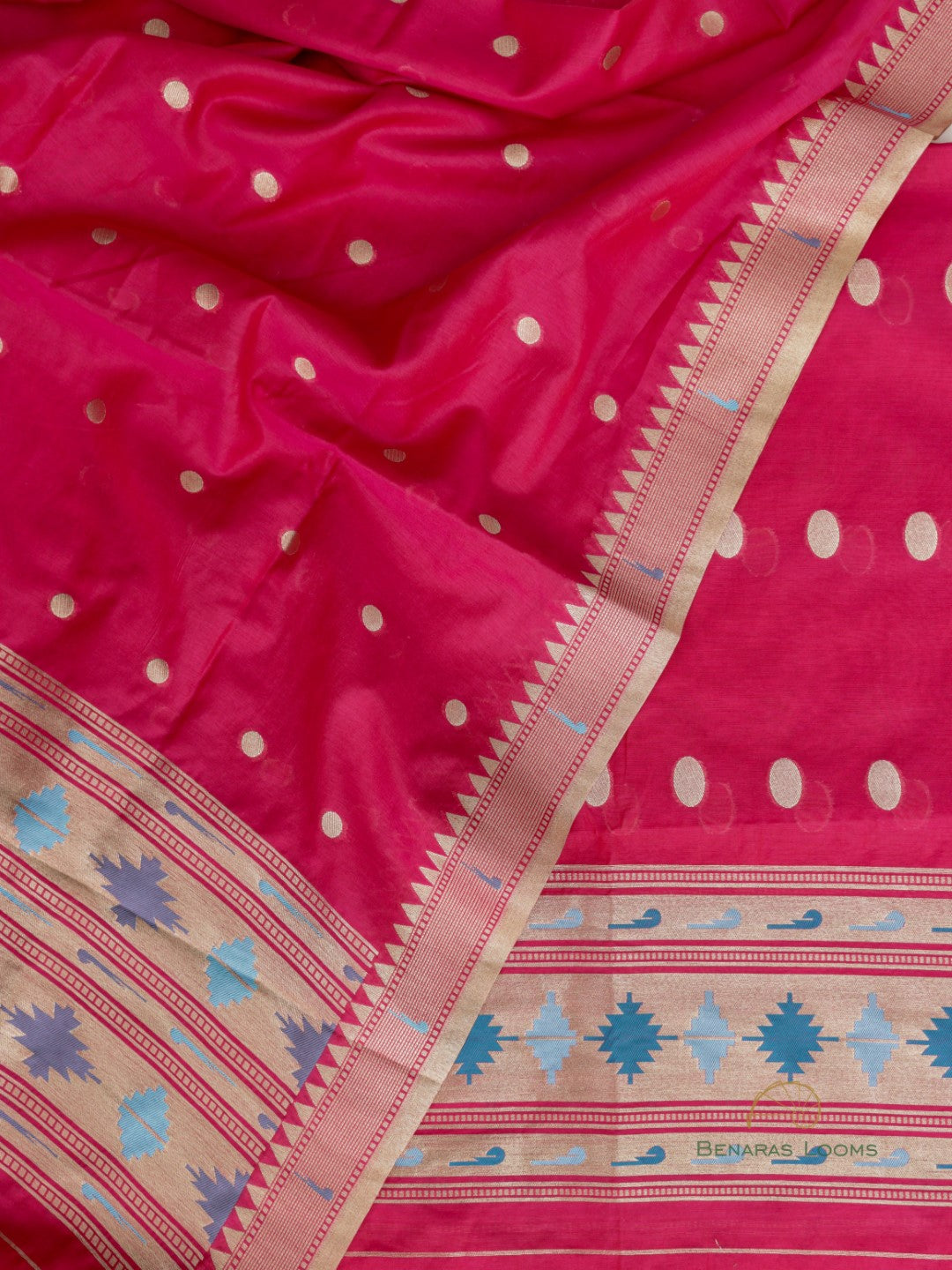 Candy Apple Red Paithani Unstitched Suit Set