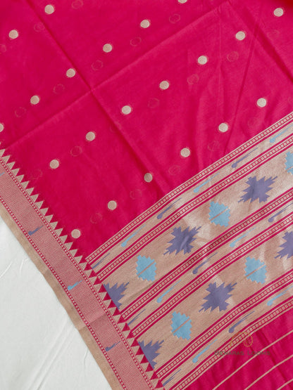 Candy Apple Red Paithani Unstitched Suit Set