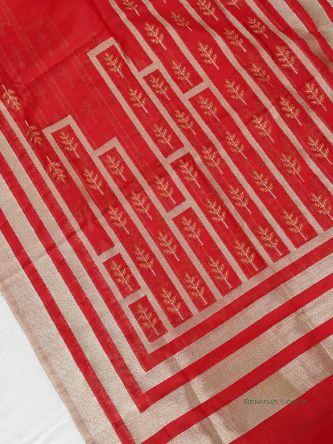 Red Gardenia Unstitched Banarasi Suit Fabric