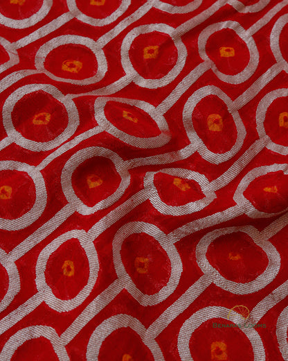 Red Handwoven Pure Georgette Bandhani Dupatta