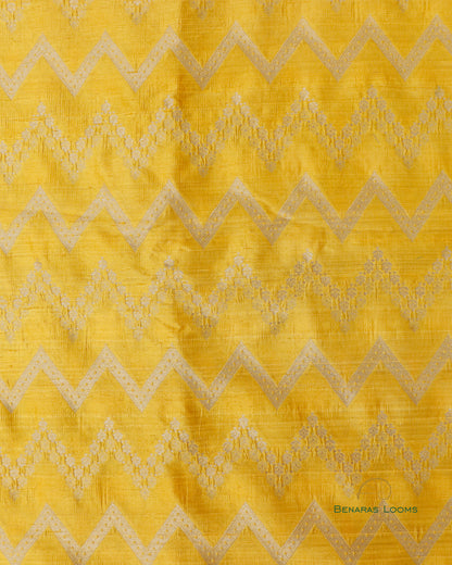Yellow Pure Raw Silk Handwoven Fabric