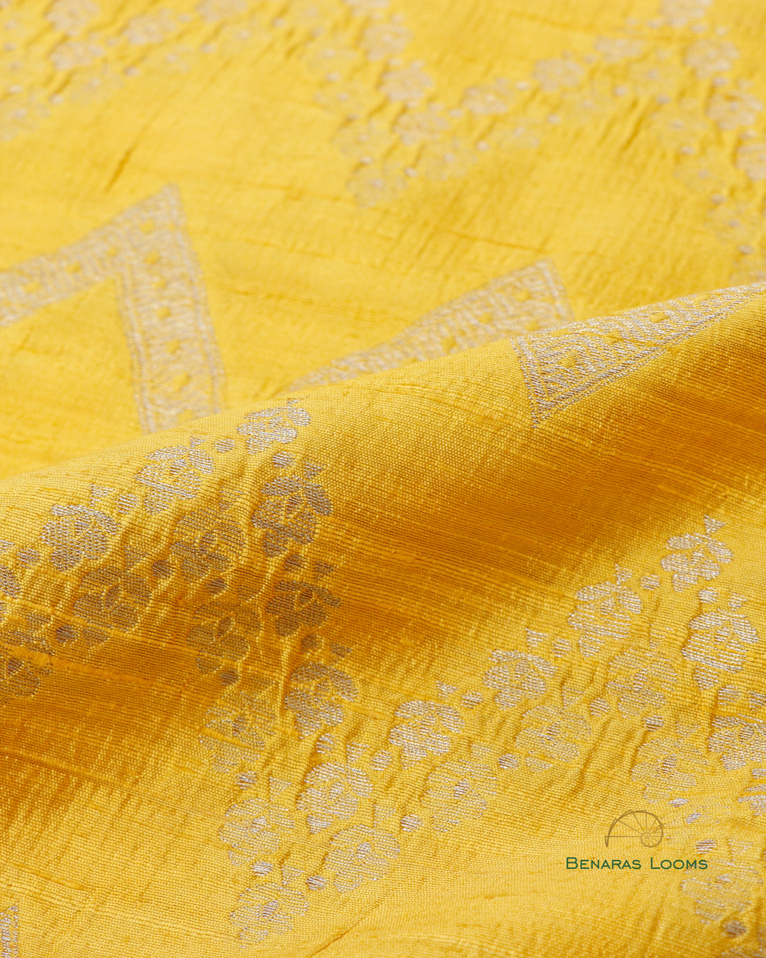 Yellow Pure Raw Silk Handwoven Fabric